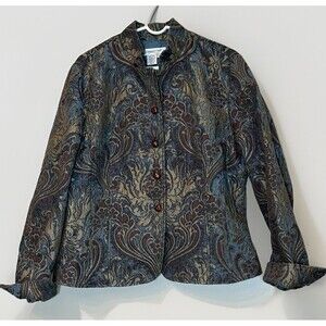 Coldwater Creek Women’s Jacket Size XL Browns Blues Paisley Tapestry Baroque VTG